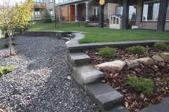 Borders - charcoal pisa II and capstone retaining wall and steps