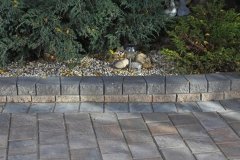 Borders - rustic pisa II retaining wall & steps with charcoal capstones and rustic holland double holland paving stone driveway