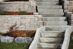 steps - exposed aggregate steps with allen block retaining wall