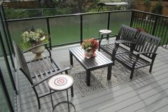 decks - composite deck with 58 inch x 42 inch obscured glass and aluminum railings