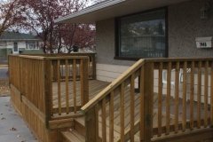 decks - pressure treated deck railings steps and vertical slat skirting