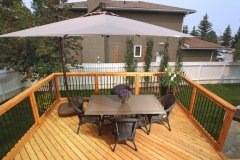 decks - stained cedar deck with angled deck boards