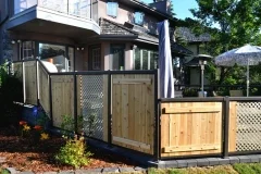 Fences - aluminum railing with custom cedar and lattice paneling