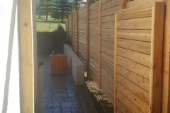 Fences - horizontal cedar slat fence with matching gate