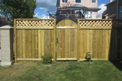 Fences - pressure treated lattice topped estate style fence with rounded gate