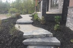 steps - rundle stone slab step with exposed aggregate pathway
